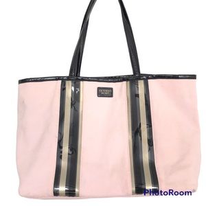 Victoria’s Secret Pink Canvas Patent Accents Tote Bag Beach Bag
